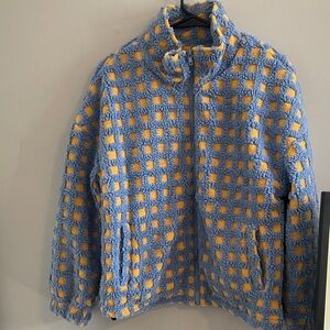 NWOT Viral TikTok Shop Blue and Yellow Checkered Teddy Jacket